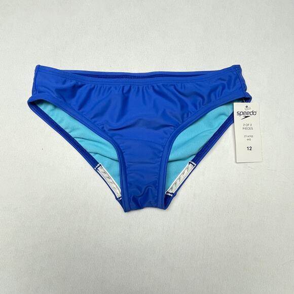 Speedo Swimsuit Two Piece Tankini Set Girls 12 Blue Mesh Swimwear UVP NWT - Picture 6 of 12